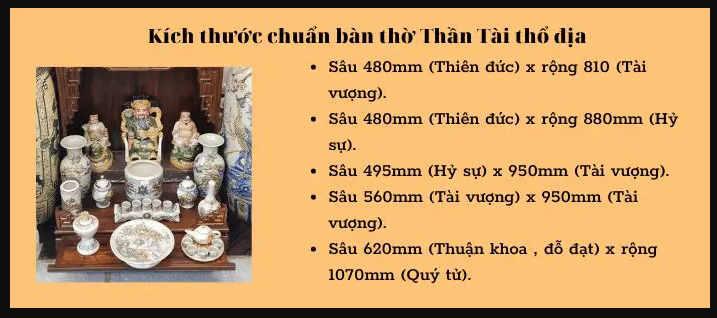 Kích thước Bàn Thờ Thần Tài chuẩn chiêu tài kích lộc cho gia chủ